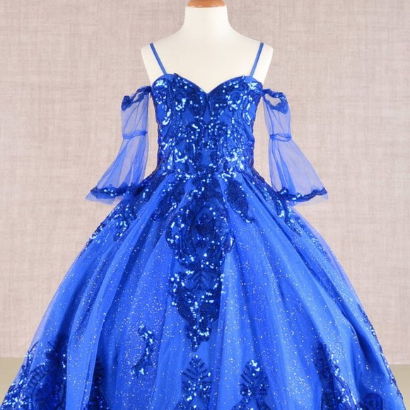 GLS Collective Other - NEW LONG FORMAL MESH GOWN FOR KIDS EMBROIDERED WITH SEQUINS WITH CORSET GL GK104